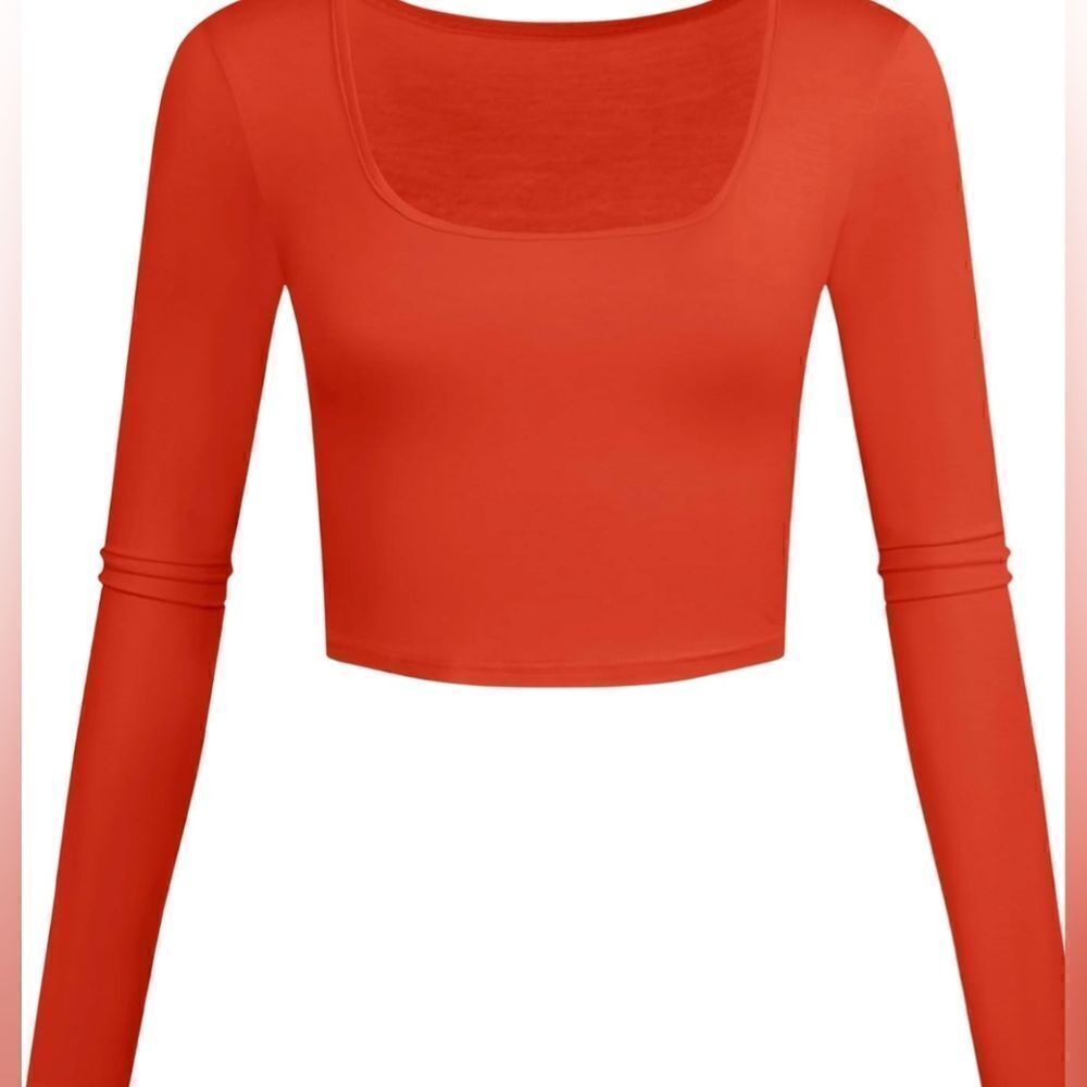 DKNY Jeans scoop Neck Crop Top za Long Sleeve Slim Fit Basic Workout Shirt